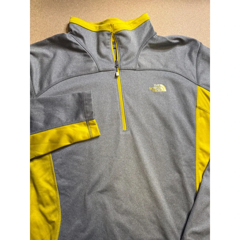 The North Face Mens Gray Yellow 1/4 Zip Long‎ Sleeve Pullover Sweatshirt XXL